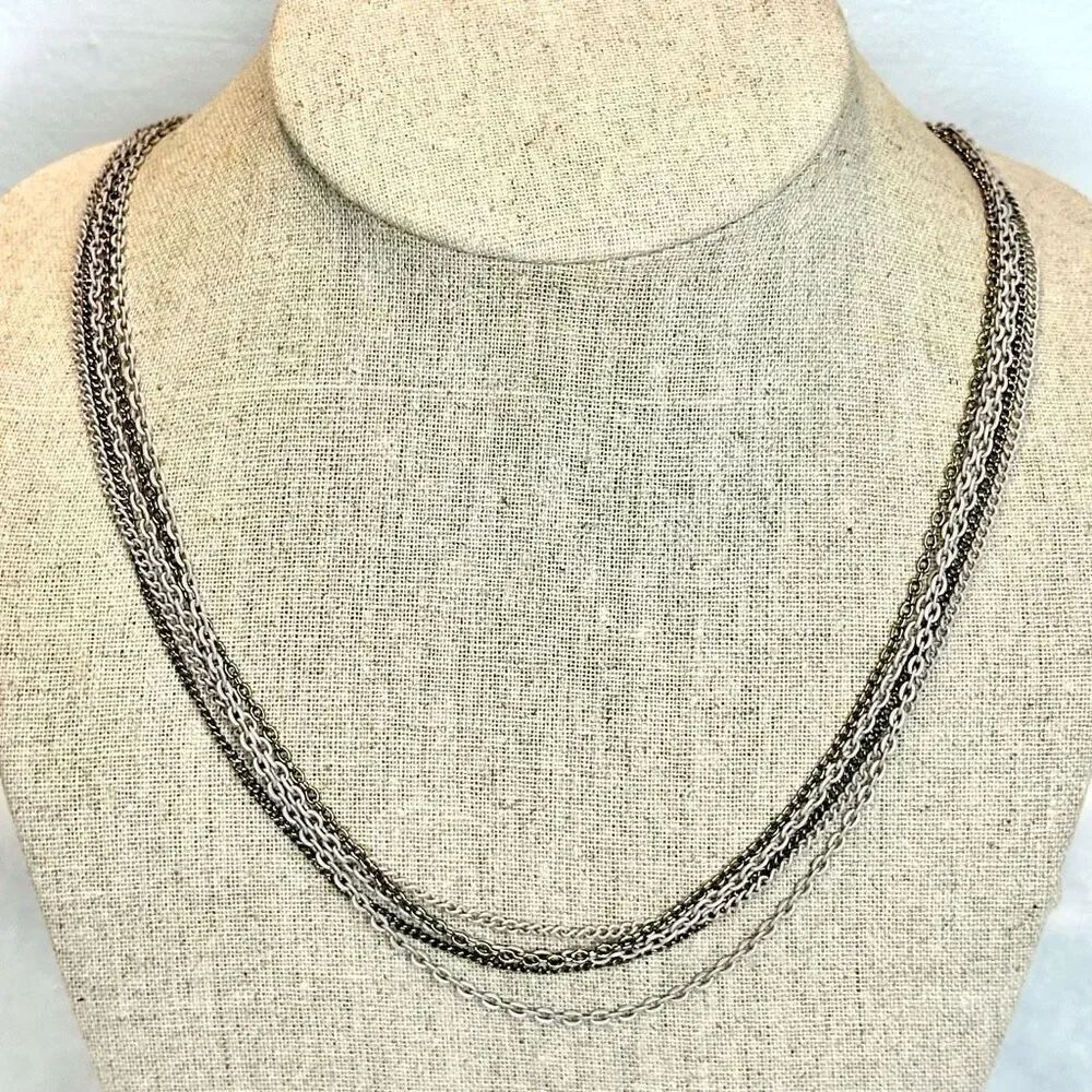 Zara Silver-tone Multi-stand Lobster Clasp Adjustable Link Chain Layered Necklac